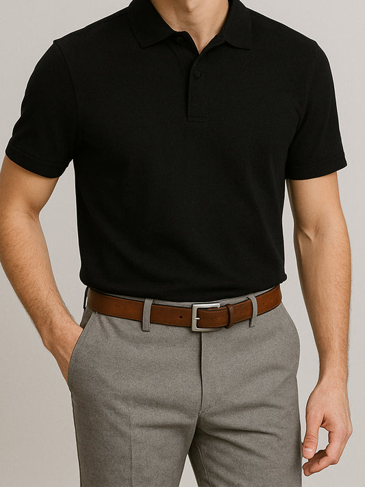Solid Black Polo T-Shirt
